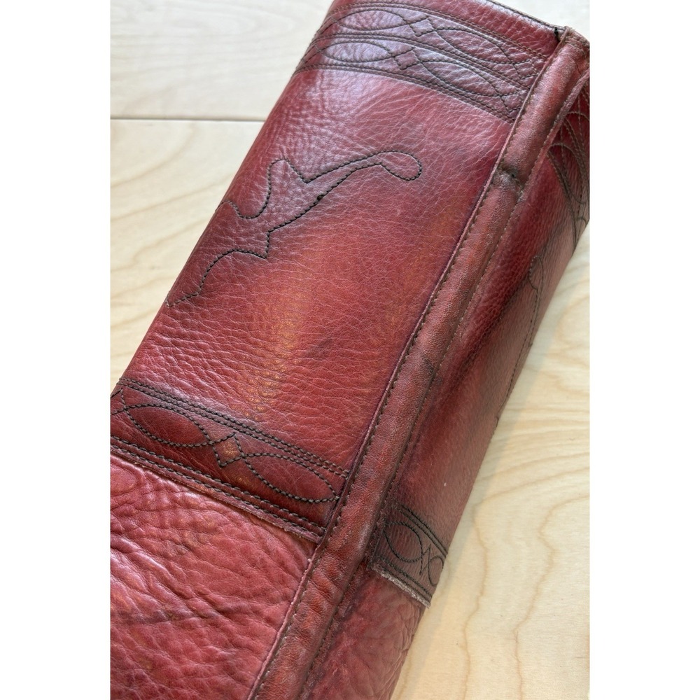 VTG 90s Frye Campus Longhorn Boots Womens Burgundy Leather Square Toe Size 10 - Picture 4 of 14